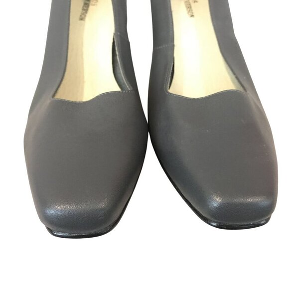 Ros Hommerson Gray Leather Womens Square Toe Pumps Size 7.5 With 2.5" Block Heel - Picture 6 of 9
